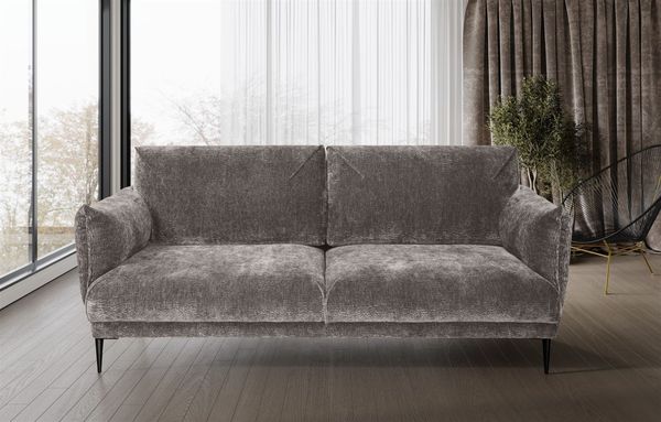 Sofa Designersofa MADISON 3-Sitzer in Stoff Dress Me Hellgrau