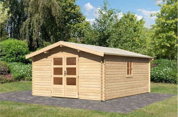 Karibu Gartenhaus Mühlheim 7 unbehandelt 38mm 387 x 477 cm