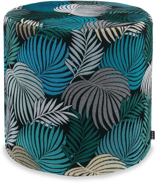 H.O.C.K. Sitzhocker H.O.C.K. Copacabana Hocker rund Pouf ø45x45 cm floral petrol emeraude, Hocker, Barhocker & Sitzhocker, Pouf, Badhocker, Wohnzimmer Hocker
