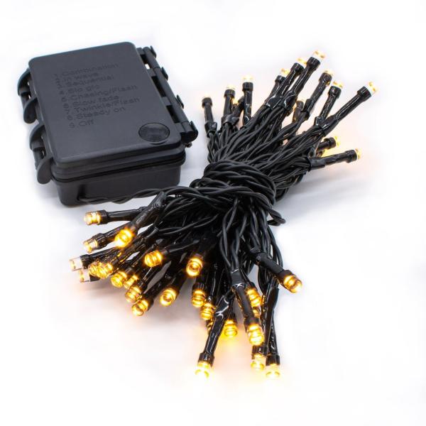 Spetebo LED-Lichterkette Außen Lichterkette warm weiß mit Timer 48 LED, Garten Deko Beleuchtung mit 8 Funktionen - Batterie betrieben