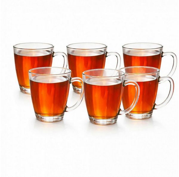 Koopman Tasse Teetasse Kaffeetasse Becher 400ml Transparent 6er Set, 6-tlg, Glas, Glas, 11,5x8cm, mit Henkel, Heißgetränke, Spülmaschinengeeugnet