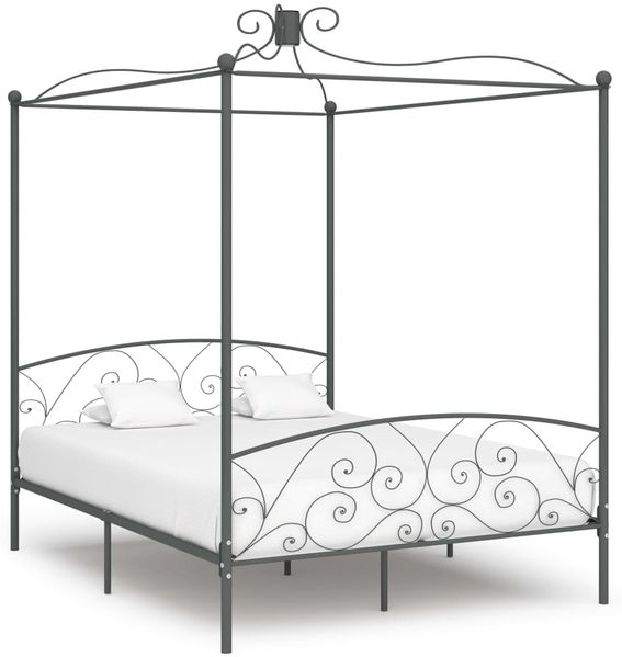 Himmelbett-Gestell Grau Metall, 180x200 cm
