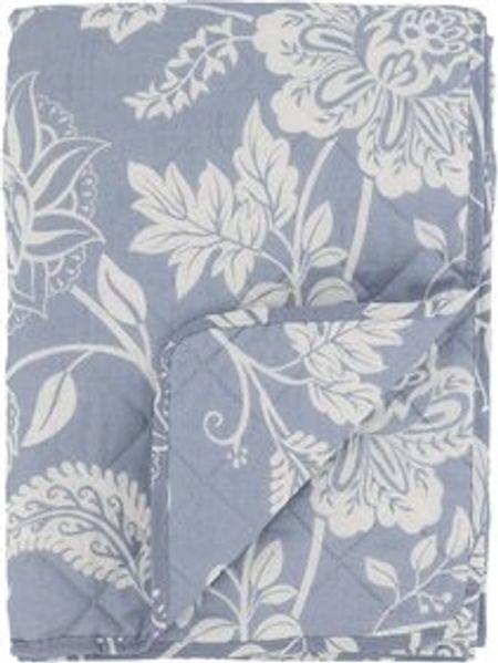 Chic Antique - Decke Quilt Wohndecke 180x130cm Blumenmuster Blau Weiß 16108606 Bild 5