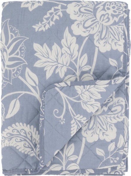Chic Antique - Decke Quilt Wohndecke 180x130cm Blumenmuster Blau Weiß 16108606