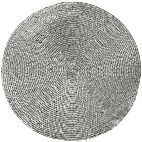 Kaemingk Platzset, Tischset rund 38cm Kunststoff 1 Stück Silber