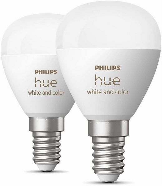 Philips Hue LED Luster E14 2er 5,1W 470lm White Color Amb. BT EEK F