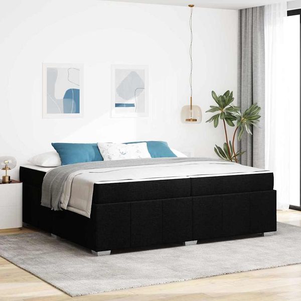 vidaXL Bettrahmen mit Matratze Schwarz 200 x 200 cm Stoff 3398309