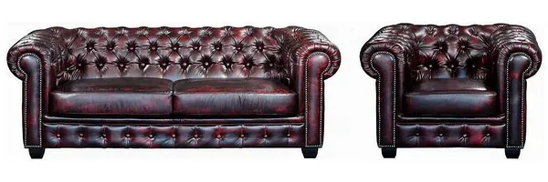 Vente-unique - BRENTON Sofa and armchair set Leder Rot - B 96 cm x H 73 cm x L 201 cm105 cm