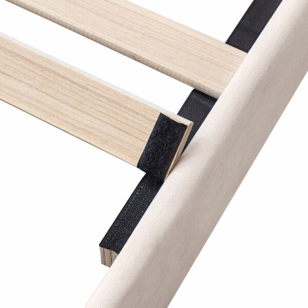 Merax Polsterbett 160x200 Ohrform Doppelbett aus Samt mit Kopfteil & Lattenrost Beige Bild 9