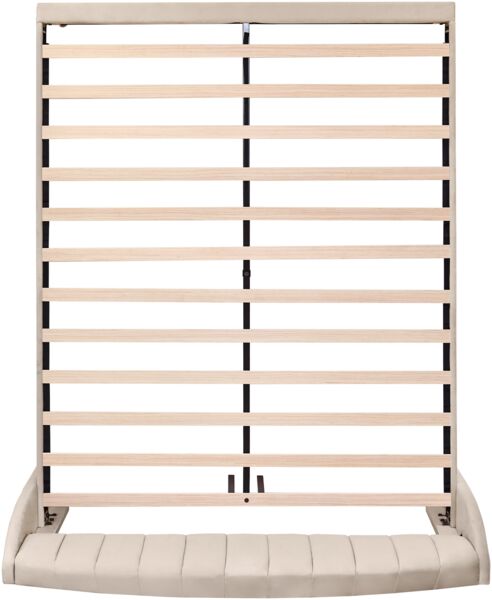 Merax Polsterbett 160x200 Ohrform Doppelbett aus Samt mit Kopfteil & Lattenrost Beige Bild 7