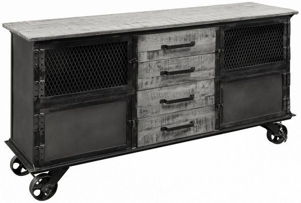 Sideboard Mango 153x40x80 grau lackiert HEAVY INDUSTRY #153