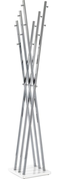 Design Garderobenständer Standgarderobe Owen chrom-weiß 12 Haken