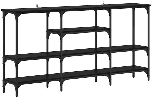 Konsolentisch, Beistelltisch, Konsole mit Regal Schwarz Eichen-Optik 160 x 29 x 80 cm