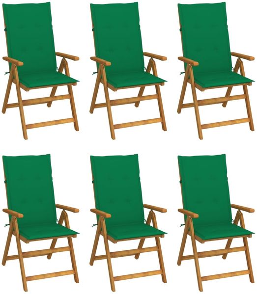 vidaXL Klappbare Gartenstühle 6 Stk. mit Auflagen Massivholz Akazie 3064124