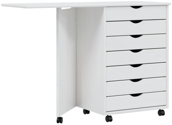 vidaXL Rollschrank mit Schreibtisch MOSS Weiß Massivholz Kiefer 355901