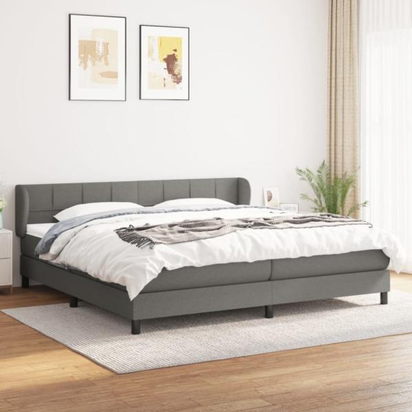 vidaXL Boxspringbett mit Matratze Dunkelgrau 200x200 cm Stoff, Härtegrad: H2 [3126270]