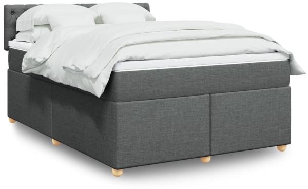 vidaXL Boxspringbett mit Matratze Dunkelgrau 140x190 cm Stoff 3288983