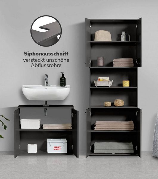 mokebo Badmöbel-Set Der Steuermann, (2-teilig), Unterschrank & Beistellschrank fürs Bad in Schwarz