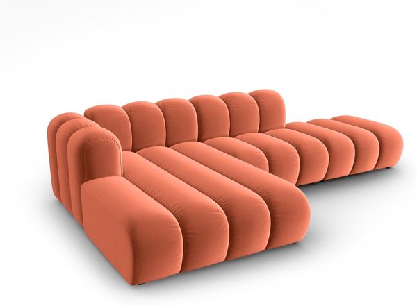Micadoni Modulares Ecksofa offen Lupine 5-Sitzer Links Samtstoff Salvador Koralle Bild 3