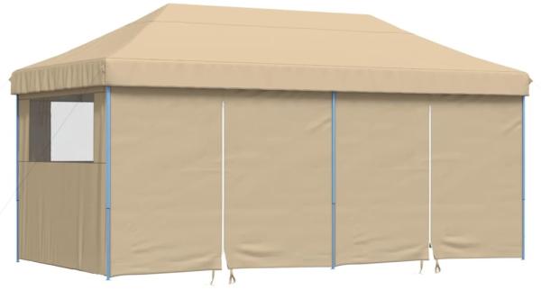 vidaXL Pop-Up Partyzelt, faltbar, Stahl / PE, Beige, mit 4 Seitenteilen, 315 x 580 x 292 cm
