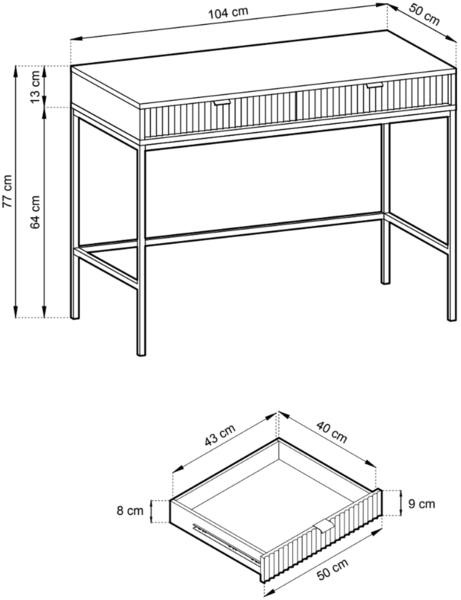 Selsey 'Vellore' Schminktisch mit Schublade, grün mit schwarzem Gestell, ca. 77 x 104 x 50 cm Bild 5