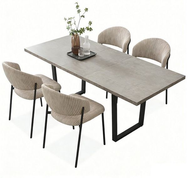 Jiexi Esszimmerstuhl Modernes Esszimmerstuhl-Set in Cord-Optik, bequem & stabil
