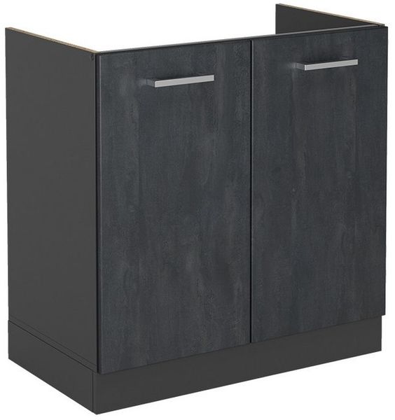 Spülenunterschrank R-Line Schwarz Beton 80 cm ohne Arbeitsplatte Vicco