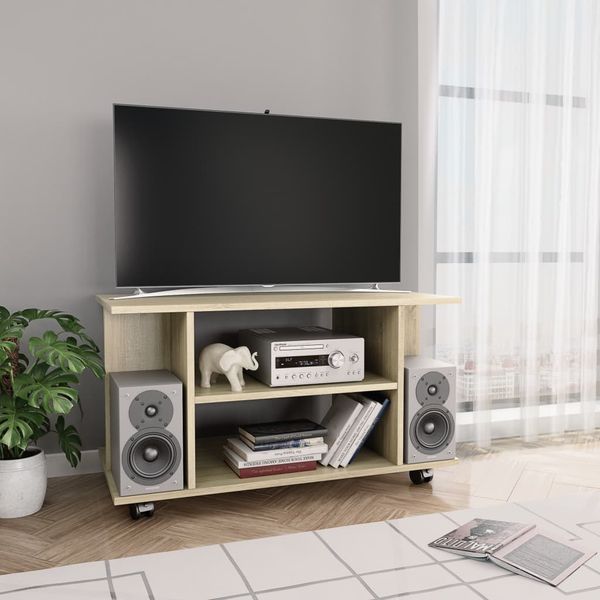 vidaXL TV-Schrank mit Rollen Sonoma-Eiche 80x40x45 cm Holzwerkstoff 800192