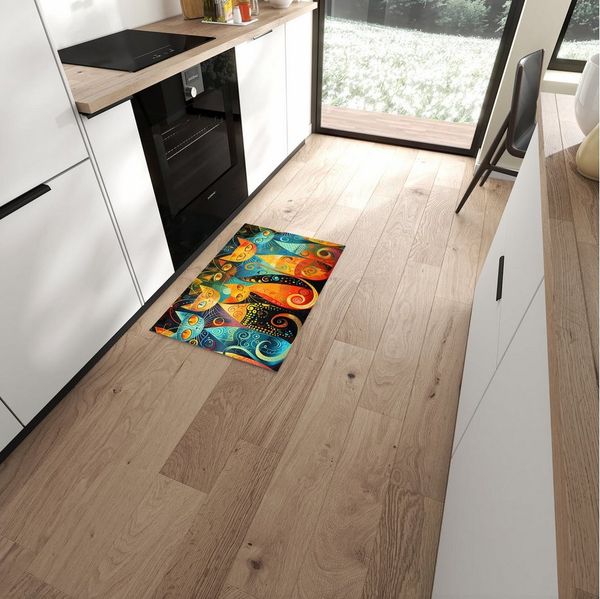 Primedeco Teppich Küchenteppich Katzenkunst von Bunte PVC rutschfest abwaschbar Läufer, Rechteckig, Höhe: 3 mm, Pflegeleicht & Wasserabweisend