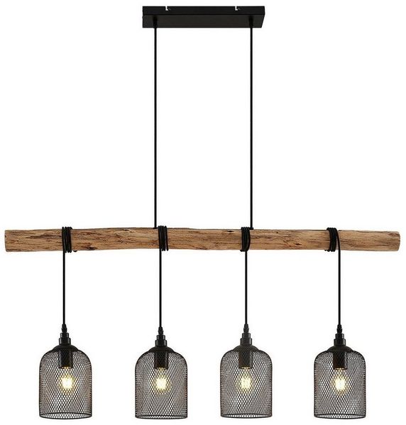 Lindby Hängeleuchte Elrond, Holz IP20, 4 x 60 W