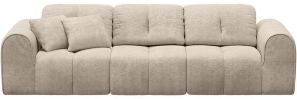 skølm 'Vanaheim' Sofa 3-tlg, 3 Sitzer mit 2 Kissen, Cloud Sofa beige, Vollschaumcouch mit Federkern und Vakuum-Kompression, kein Aufbau erforderlich