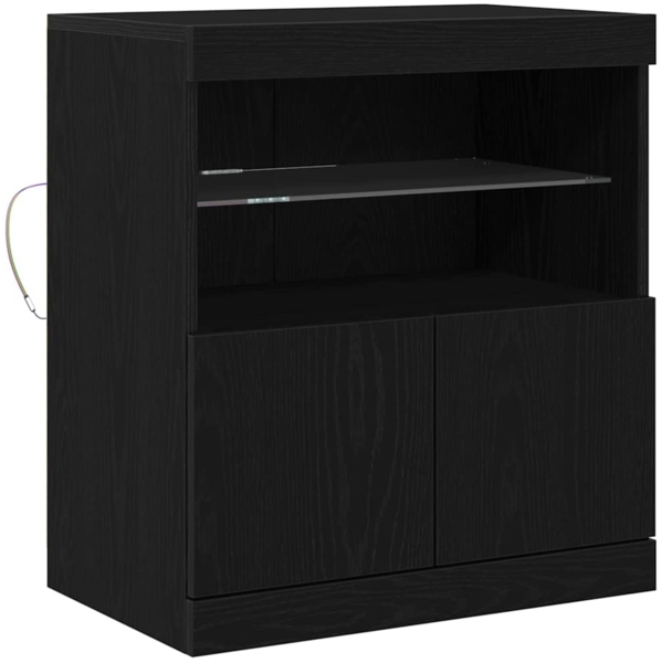 vidaXL LED-Sideboard Schwarz 60,5 x 37 x 67 cm Holzwerkstoff 863029