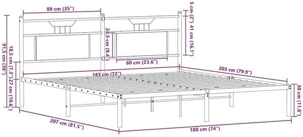 vidaXL Bettgestell ohne Matratze Sonoma-Eiche 183x203 cm Holzwerkstoff 4106796 Bild 11