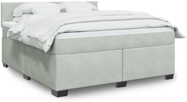 vidaXL Boxspringbett mit Matratze Hellgrau 180x200 cm Samt 3286372