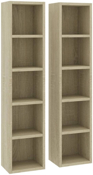 vidaXL CD-Regale 2 Stk. Sonoma-Eiche 21x16x93,5 cm Holzwerkstoff 802699