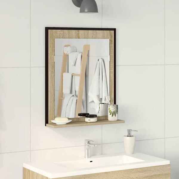 vidaXL Badezimmer Spiegel mit Regal Schwarz 50 x 12 x 60 cm 864339