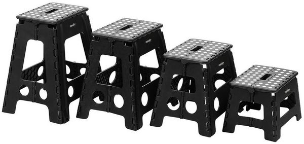 Furnify Tritthocker QUICKSTEP Klapphocker Faltbarer Haushaltshocker platzsparend (1 St), mit rutschfester Oberfläche & praktischem Tragegriff