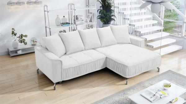 Ecksofa Schlafsofa Sofa FLORENCE Stoff Bubble Creme Ottomane Rechts