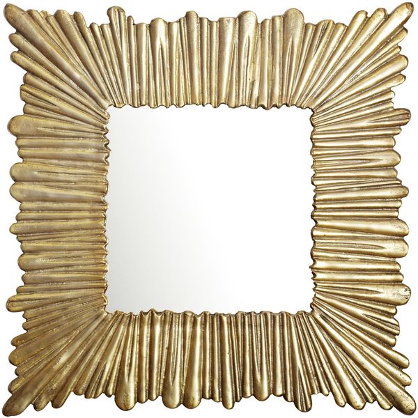Wandspiegel 75x75 cm Metall Design Hängespiegel Gold, Aluminium Dekospiegel Quadratisch mit Rahmen, Spiegel Wand Groß, Flurspiegel Garderobenspiegel Modern