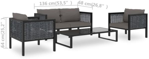 vidaXL 5-tlg. Garten-Lounge-Set mit Auflagen Poly Rattan Anthrazit 49408 Bild 10