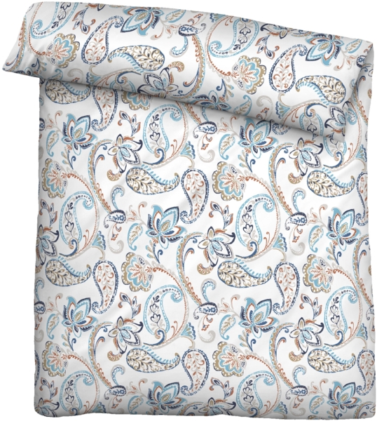 Traumhaft schlafen - Castell - Markenbettwäsche Baumwoll Satin Bettwäsche 0600884 PAISLEY, eisblau, 1x 155x220 cm + 1x 80x80 cm