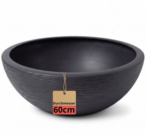 BigDean Pflanzschale XL Pflanzschale 59cm – moderne Rundschale mit Rillenstruktur (Stück, 1 St, Pflanzschale), Wetterfest, frostbeständig, bruchsicher und leicht