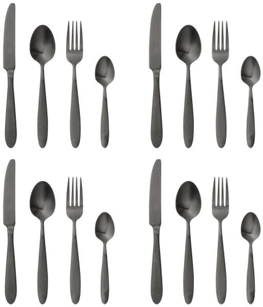 Bloomingville - Frea Cutlery Set - Black - Stainless Steel - Set of 4