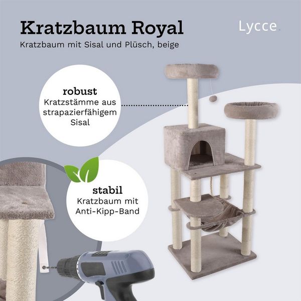 Lycce Kratzbaum Kratzbaum ROYAL Katzenbaum mit Katzenhöhle und Katzenhängematte