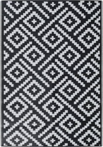 vidaXL Outdoor-Teppich ARAKIL Weiß und Schwarz 140x200 cm PP 368576