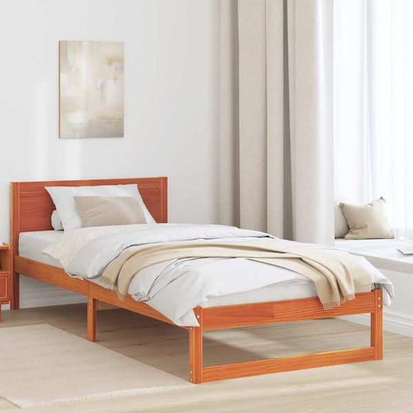 vidaXL Bettrahmen Wachsbraun 90 x 200 cm Massives Kiefernholz 873291