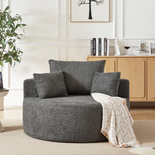 Cloud Sofa ohne Montage, Chenille Sessel mit Rückenstützkissen, gemütliches Lounge Sofa, Wohnzimmermöbel,Grau