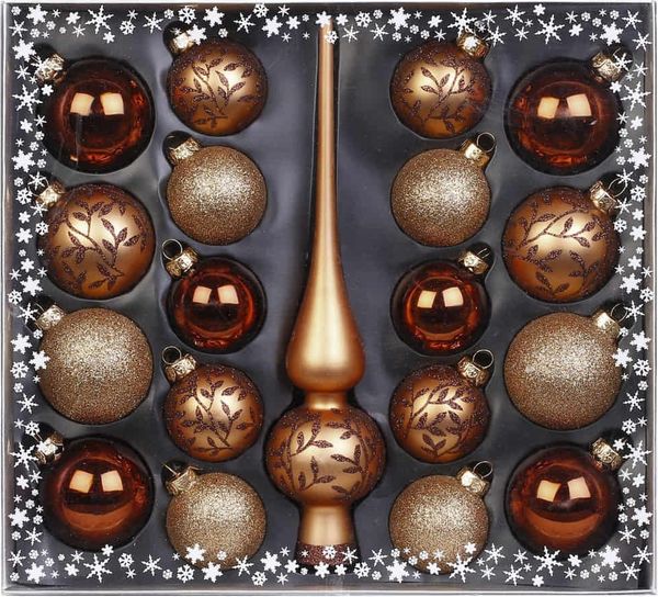 MAGIC by Inge Weihnachtsbaumkugel Kugelsortiment mit Spitze 19 Stk Winter Toffee