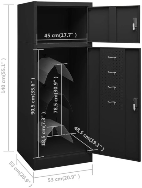 vidaXL Sattelschrank Schwarz 53x53x140 cm Stahl 339601 Bild 8