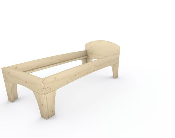 Holzbett (Fichte) "Rosi" 90 x 220 cm 58 cm mit Kopfteil Massivholzbett Bett